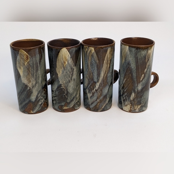Vintage Stoneware Drip Glaze Pottery Espresso/Coffee Cup/Mug Set Caffe D… - Picture 2 of 9